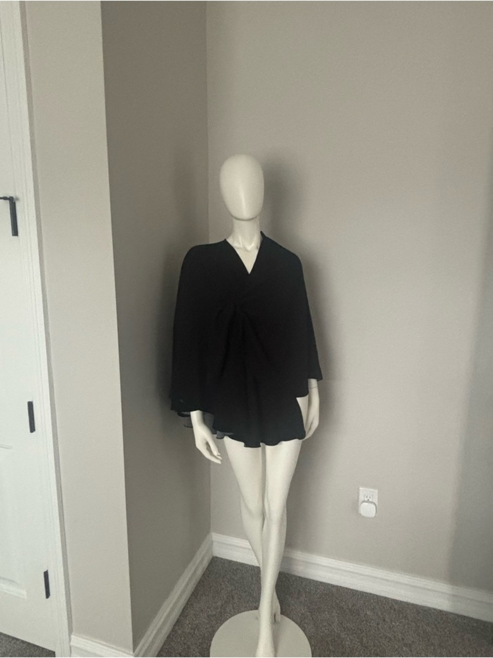 Black/Gray V-Neck Reversible Women’s Cape